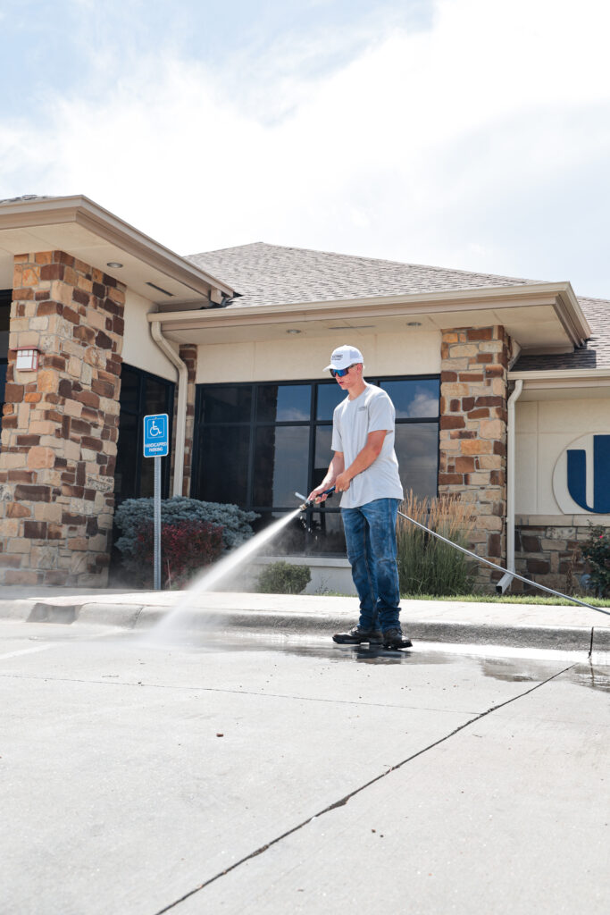 John pressure washing Western State Bank